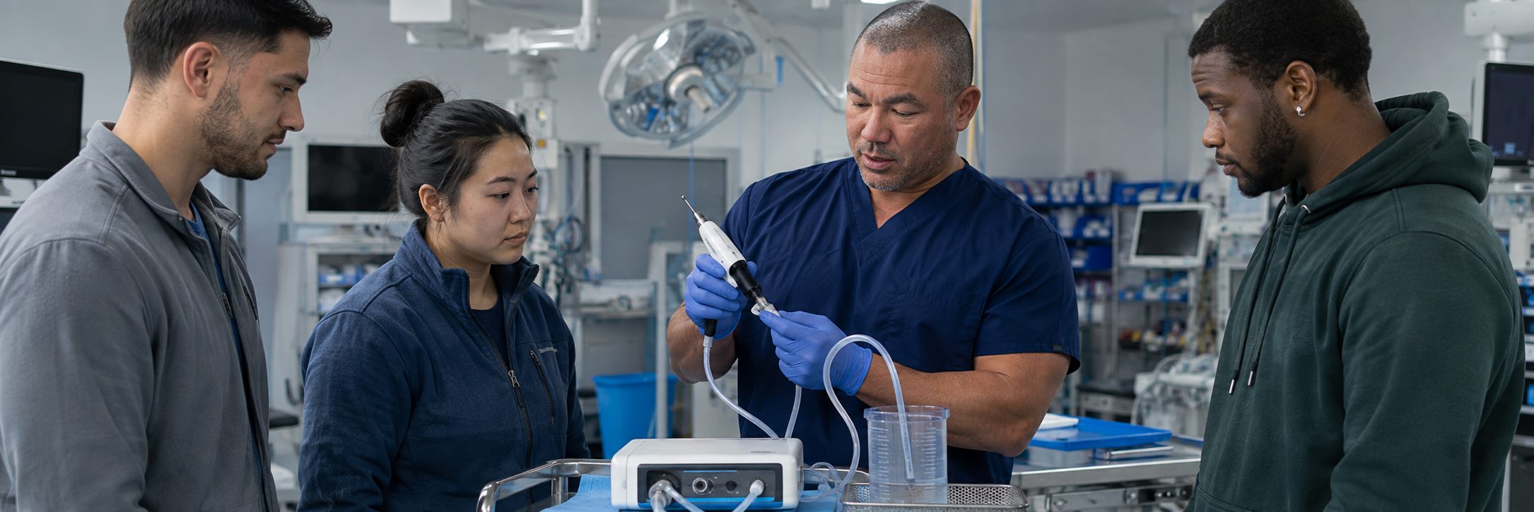 Ventilator and transport monitor service in a hospital equipment depot